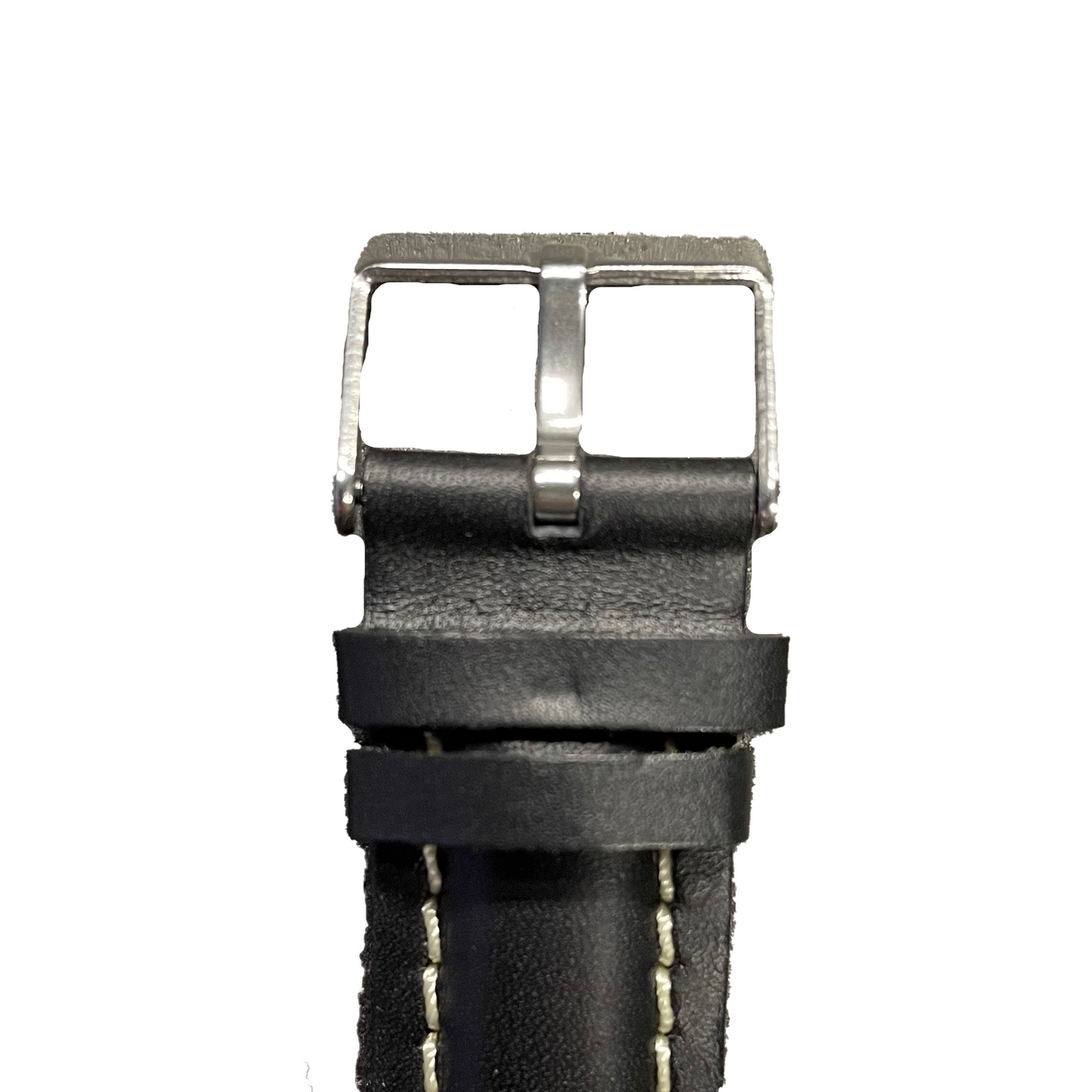 Horlogeband - 20mm - Zwart - Echt leer