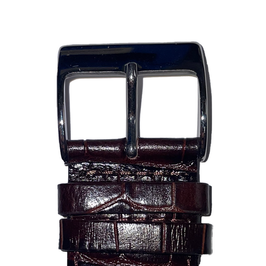 Horlogeband - 32mm - Zwart - Echt leer