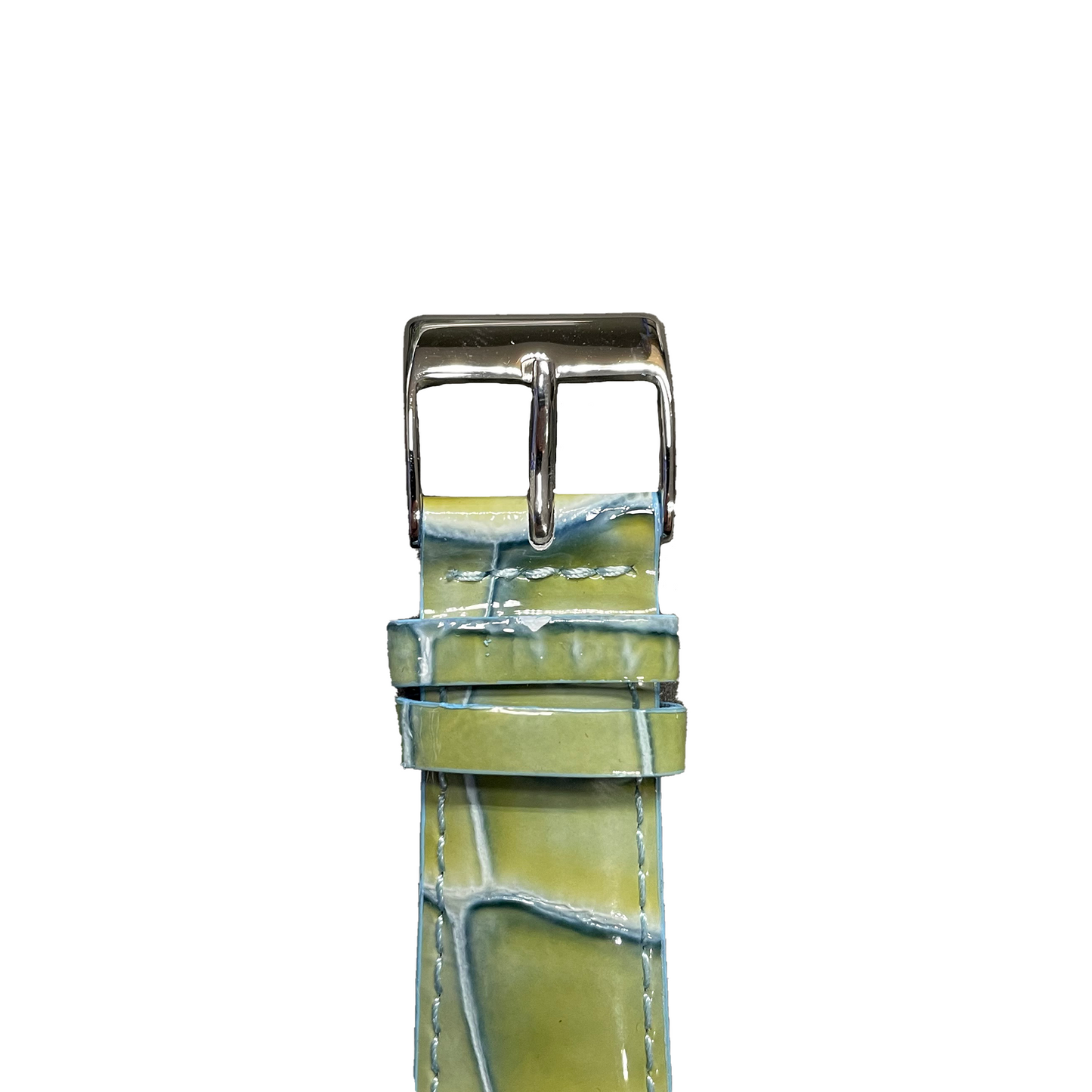 Horlogeband - 22mm - Glans Groen - Echt leer