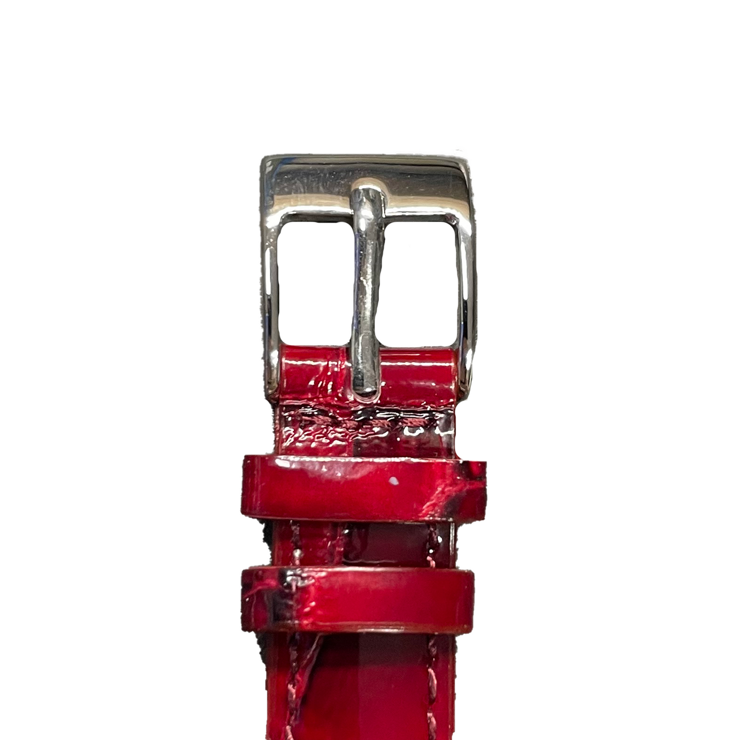 Horlogeband - 14mm - Glans Rood - Echt leer