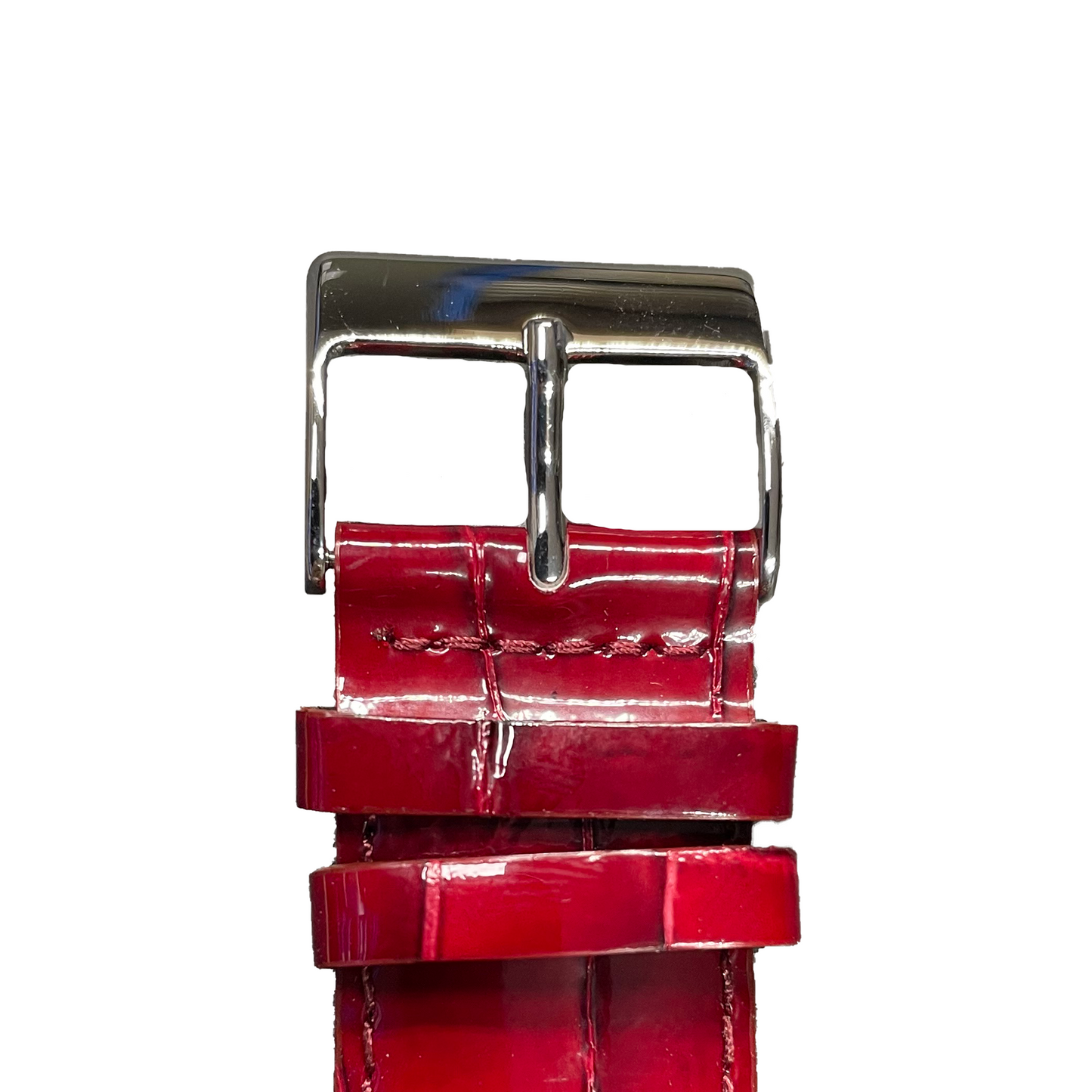 Horlogeband - 24mm - Glans Rood - Echt leer