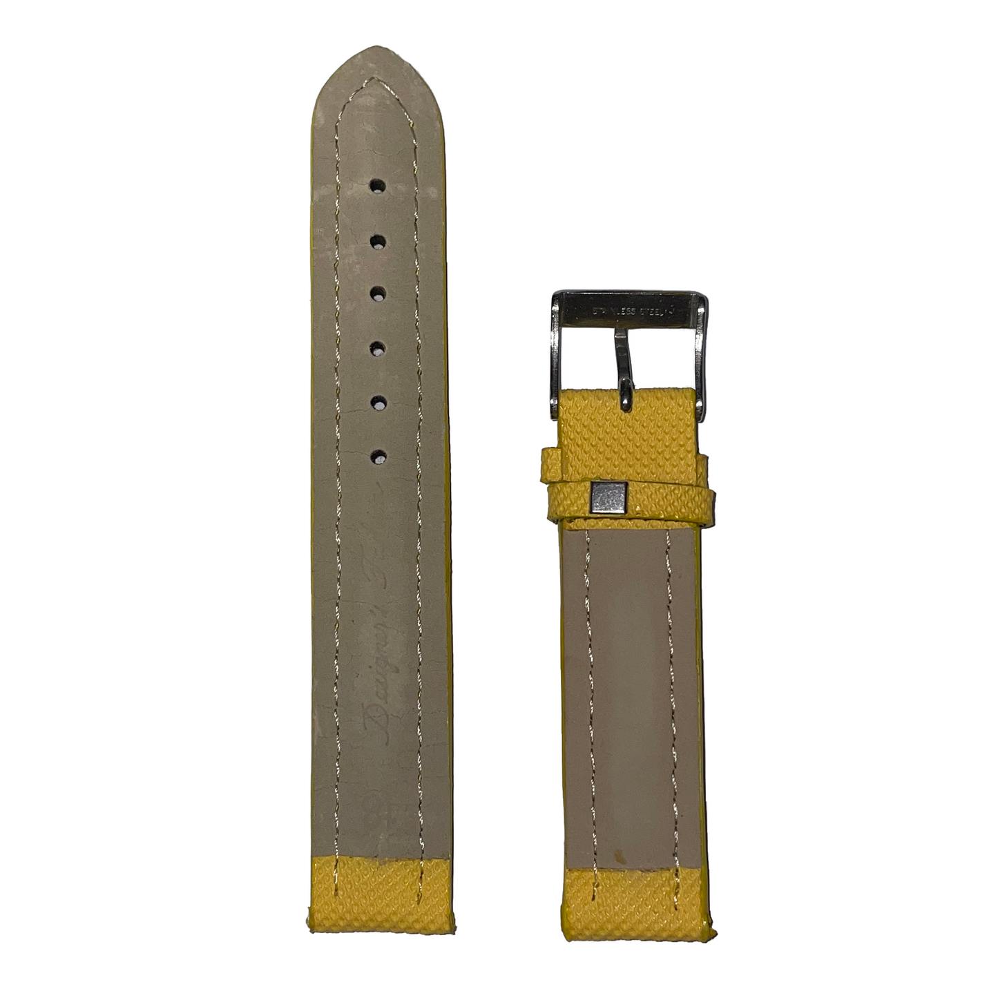 Horlogeband - 18mm - Geel - Echt leer
