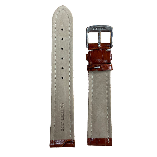 Horlogeband - 20mm - Licht bruin - Echt leer