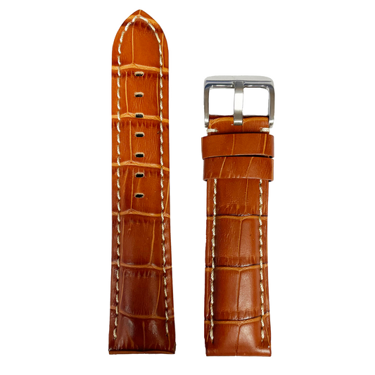 Horlogeband - 22 mm - Cognac bruin - Echt leer