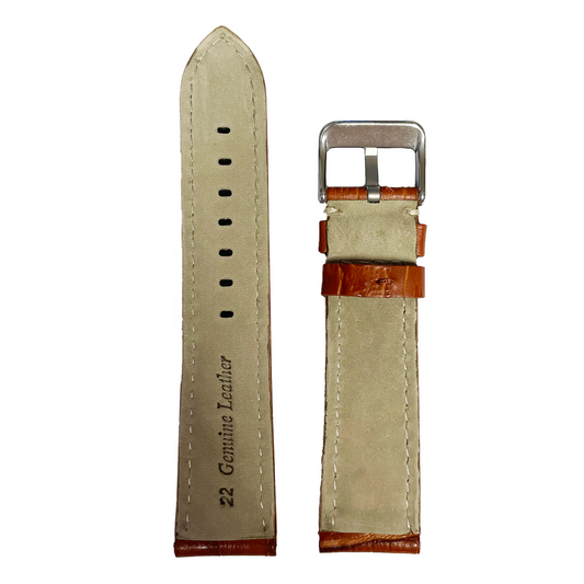 Horlogeband - 22 mm - Cognac bruin - Echt leer