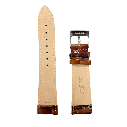 Horlogeband - 22mm - Glans Cognac - Echt leer