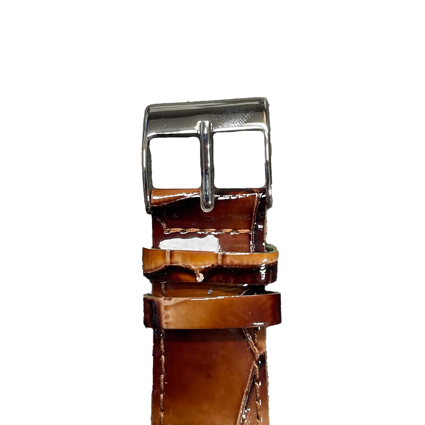 Horlogeband - 22mm - Glans Cognac - Echt leer