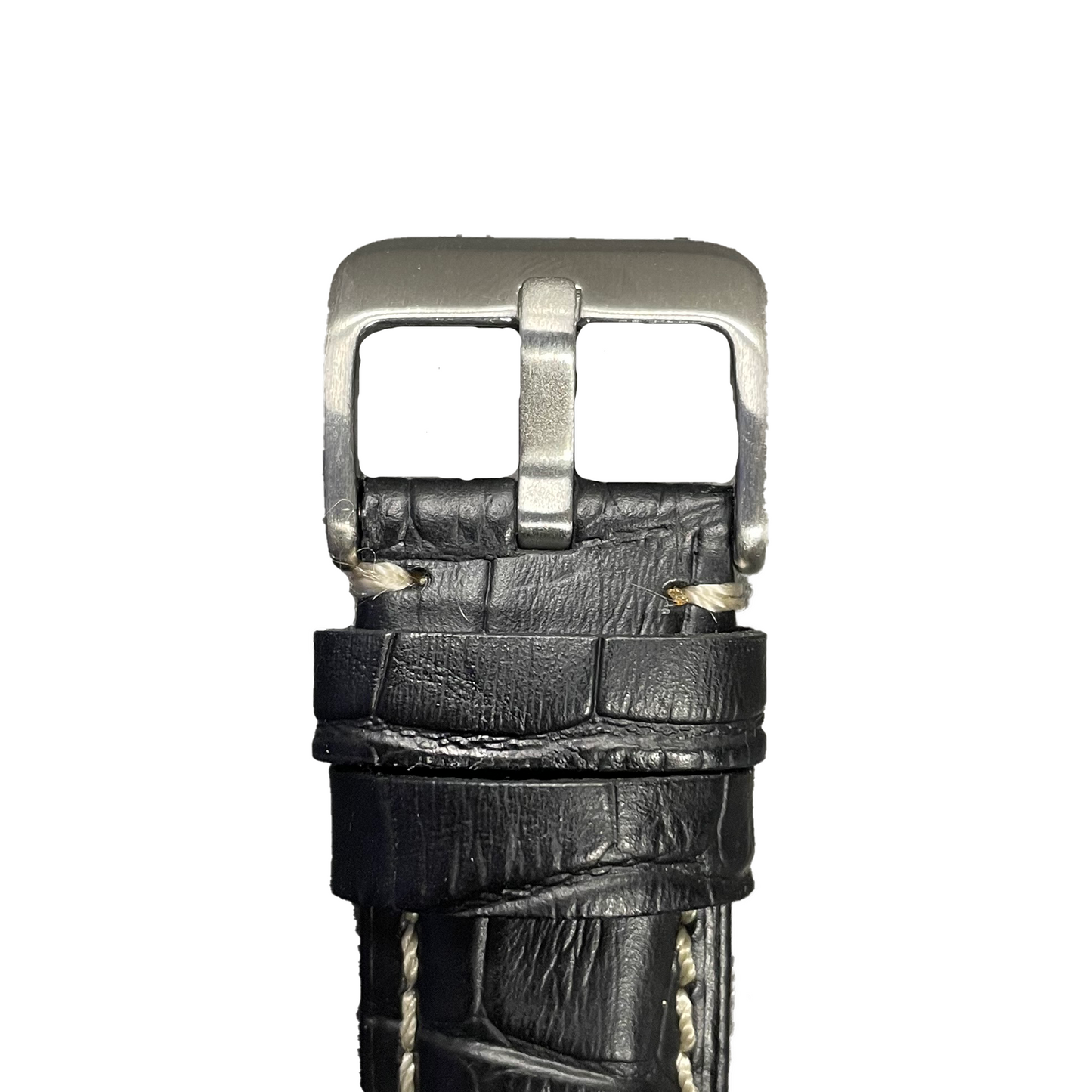 Horlogeband - 22mm - Zwart - Echt leer