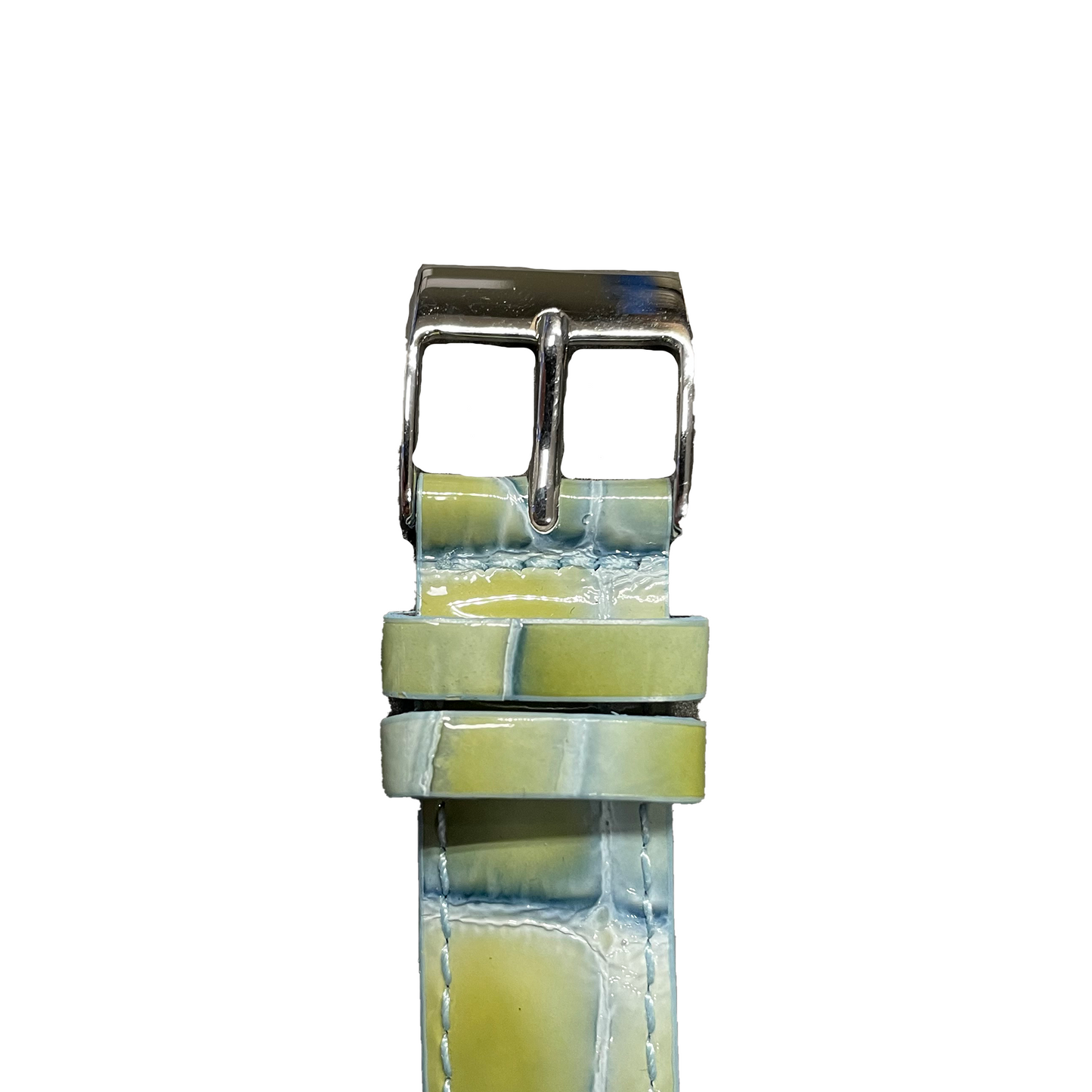 Horlogeband - 16mm - Glans Groen - Echt leer