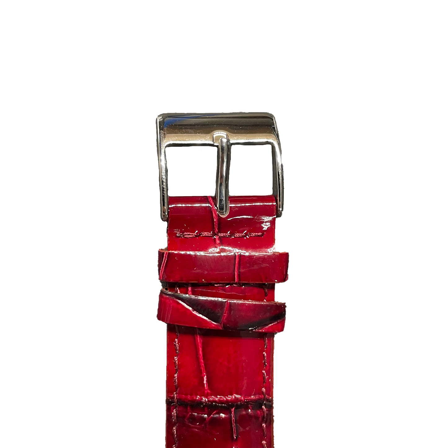 Horlogeband - 20 mm - Glans rood - Echt leer