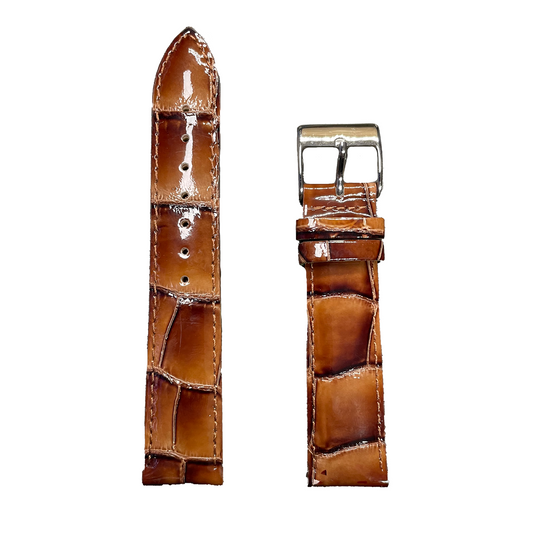Horlogeband - 20mm - Glans cognac - Echt leer