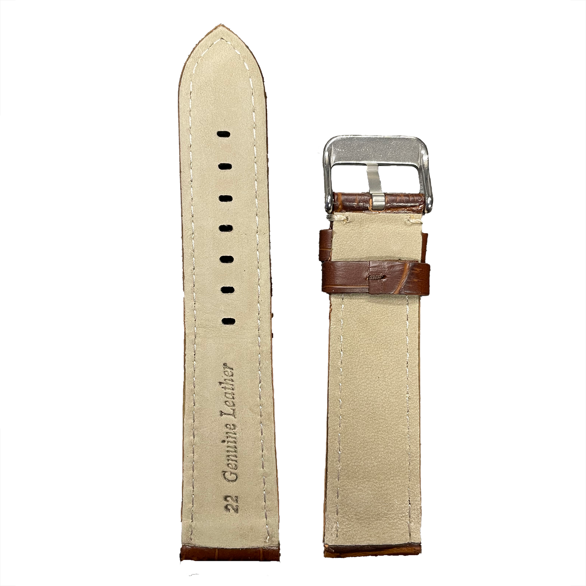 Horlogeband - 22 mm - Bruin Cognac - Echt leer