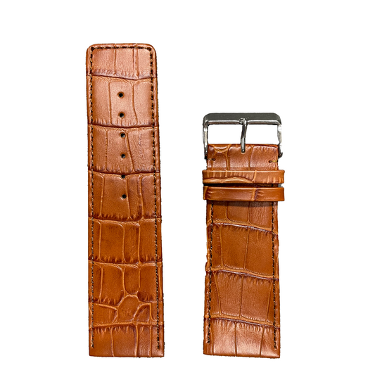 Horlogeband - 30 mm - Cognac bruin - Echt leer
