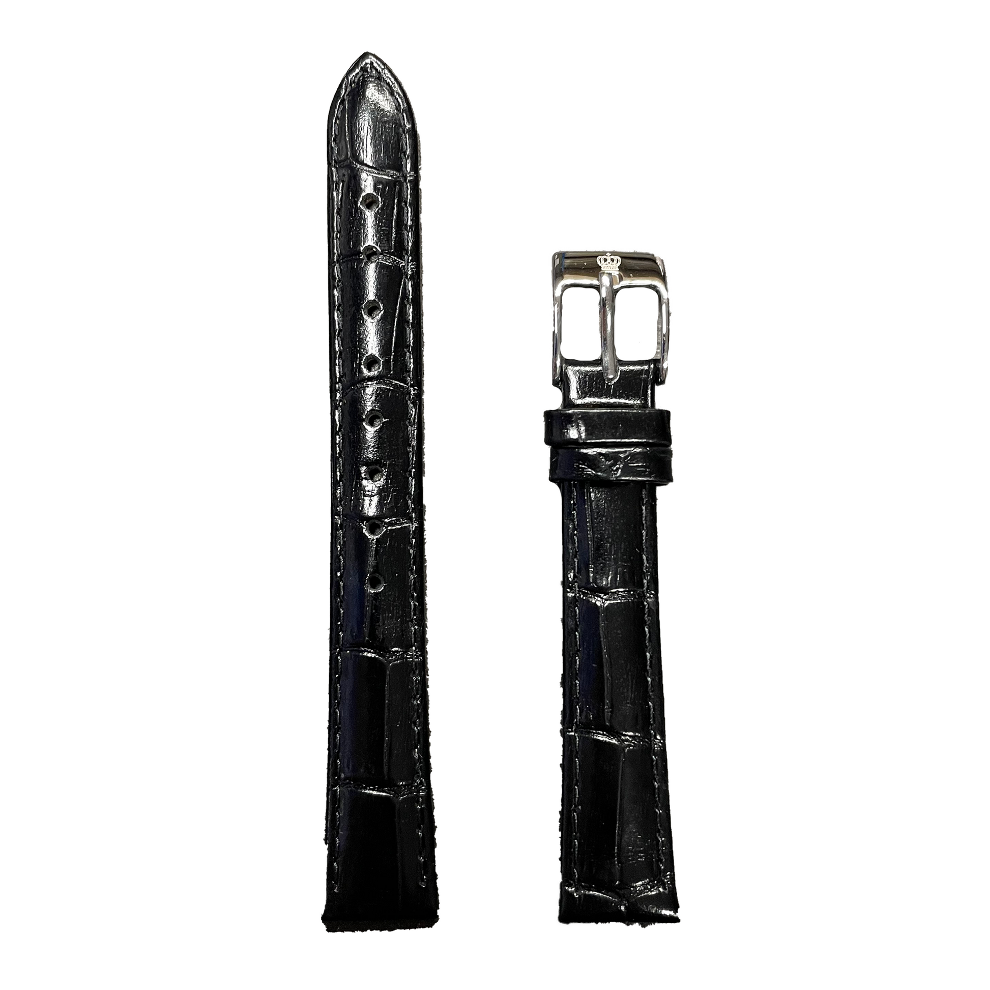 Horlogeband - 14mm - Zwart - Echt leer