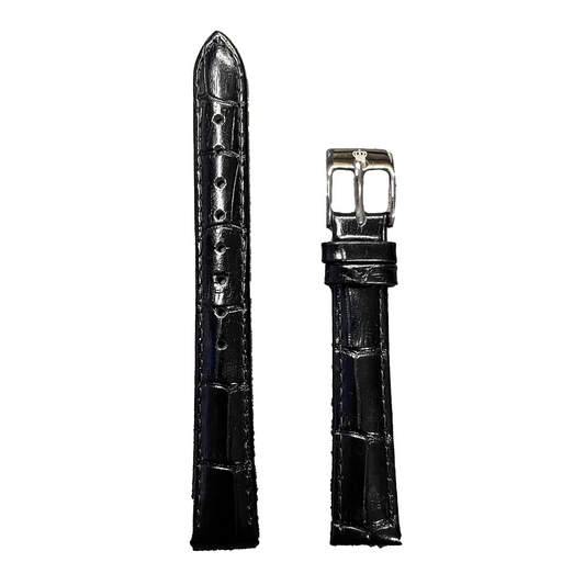 Horlogeband - 14mm - Zwart - Echt leer