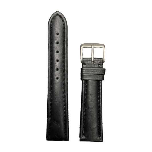 Horlogeband - 20mm - Zwart - Echt leer