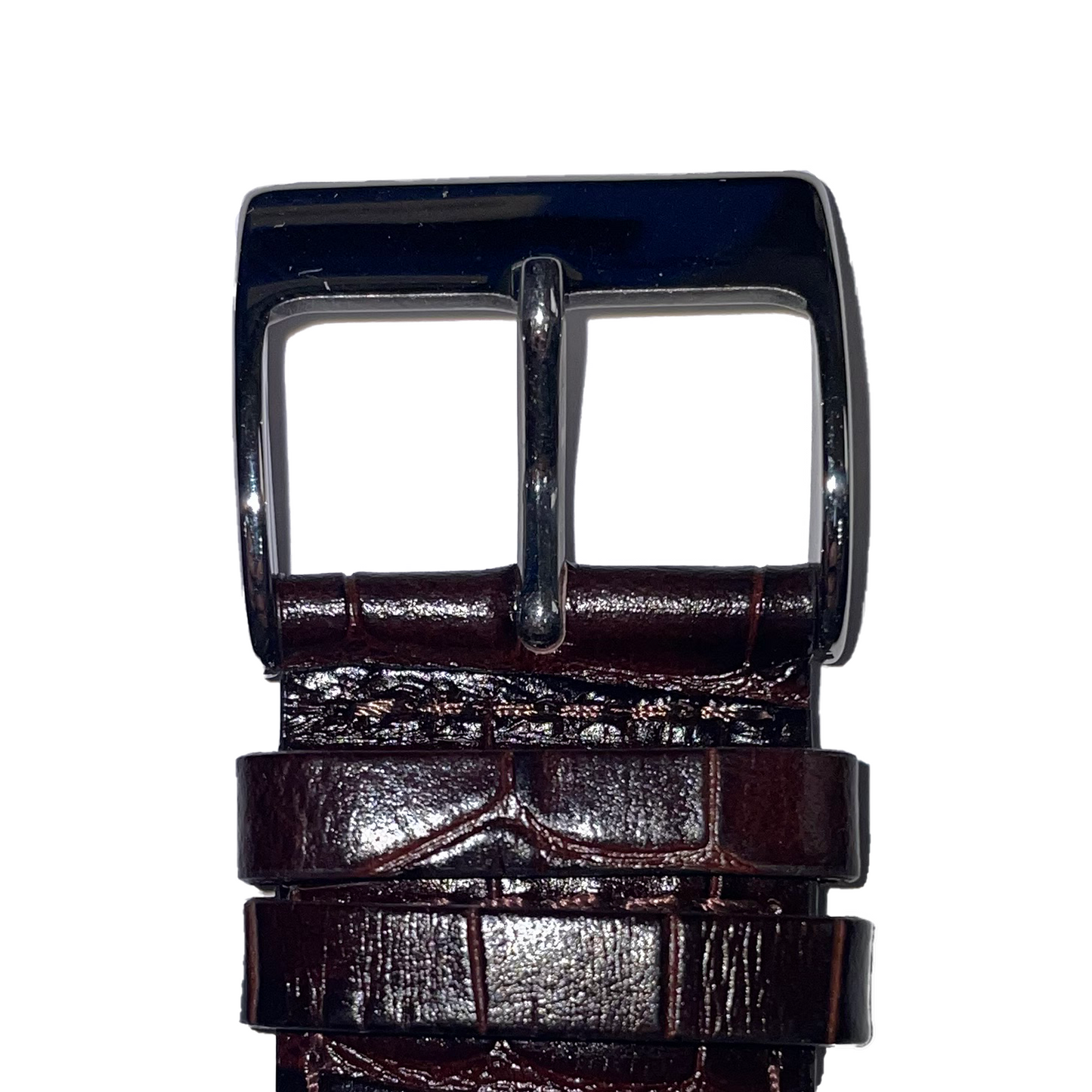 Horlogeband - 32mm - Zwart - Echt leer