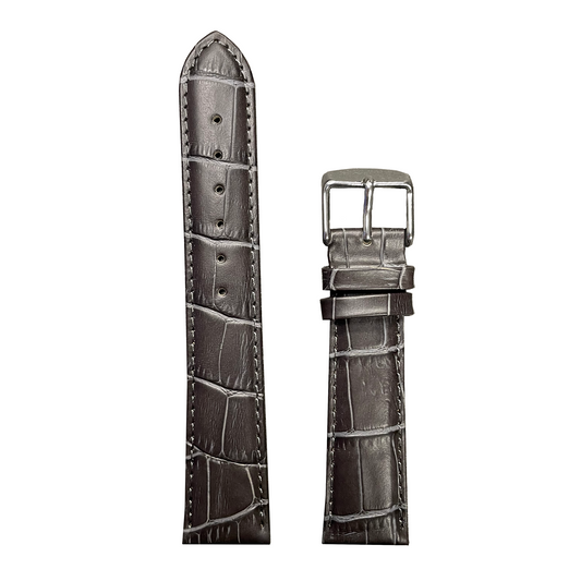 Horlogeband - 20mm - Grijs - Echt leer