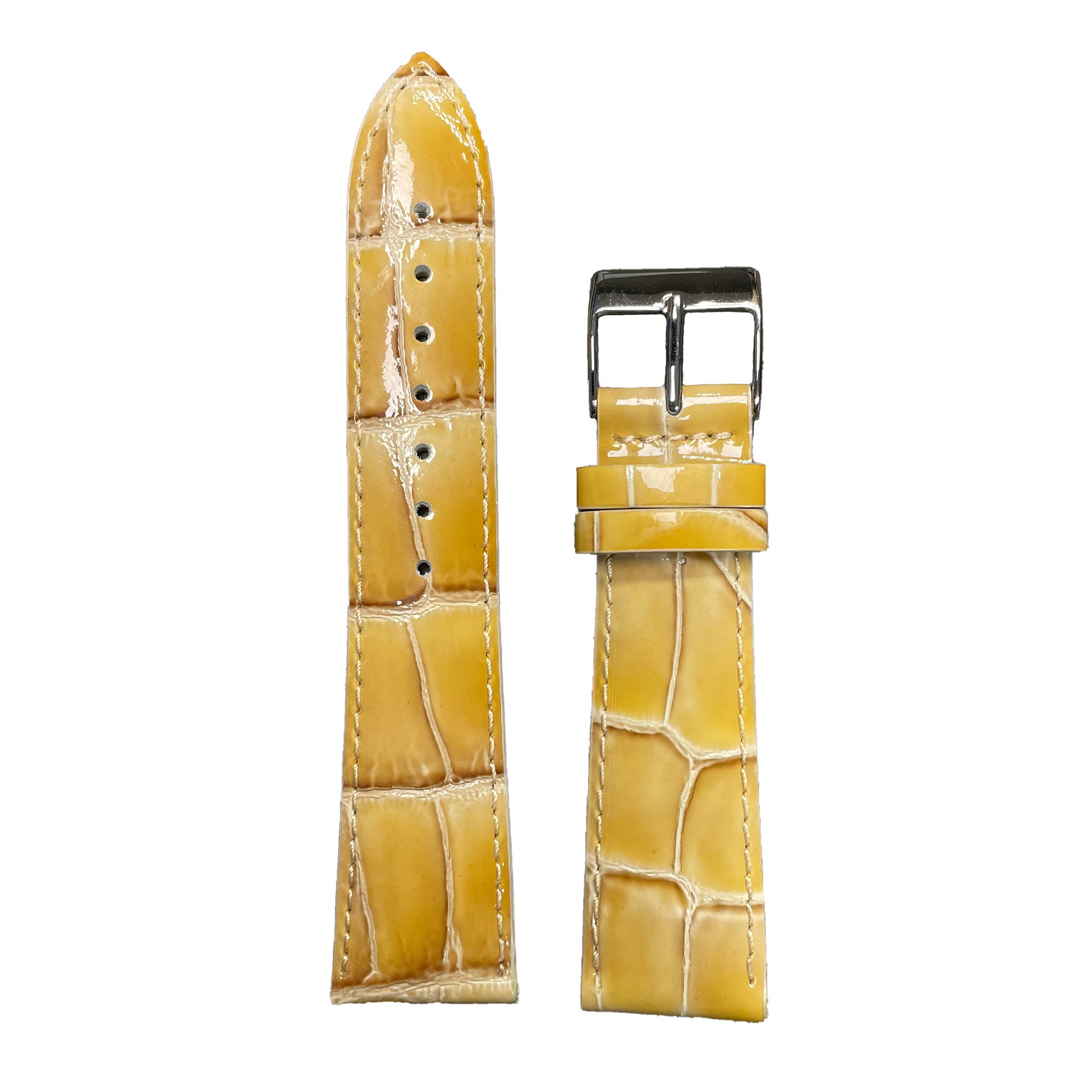 Horlogeband - 22 mm - Beige Geel - Echt leer