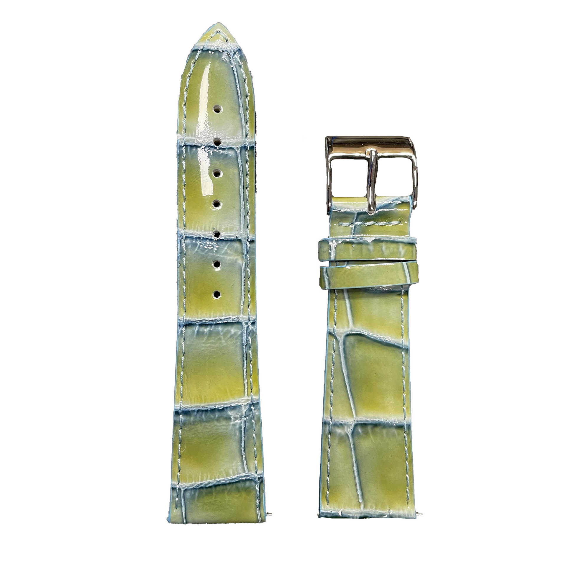 Horlogeband - 22mm - Glans Groen - Echt leer