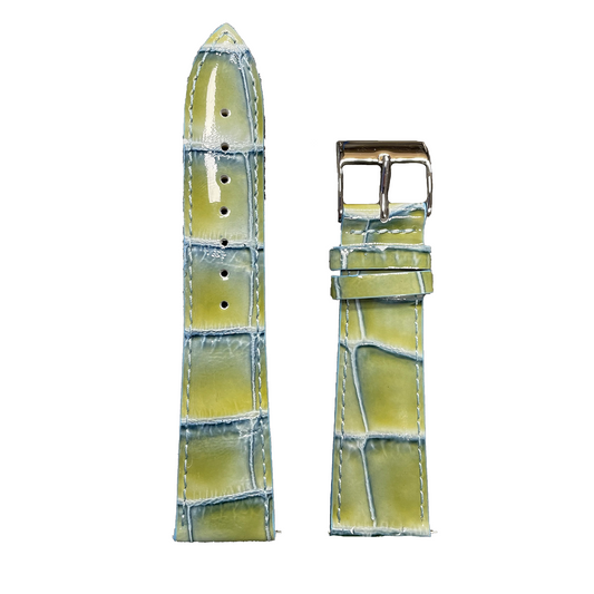 Horlogeband - 22mm - Glans Groen - Echt leer