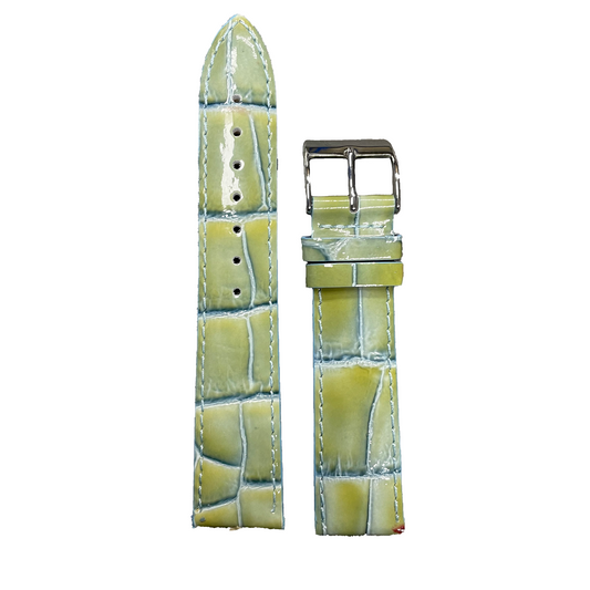 Horlogeband - 20mm - Glans Groen - Echt leer
