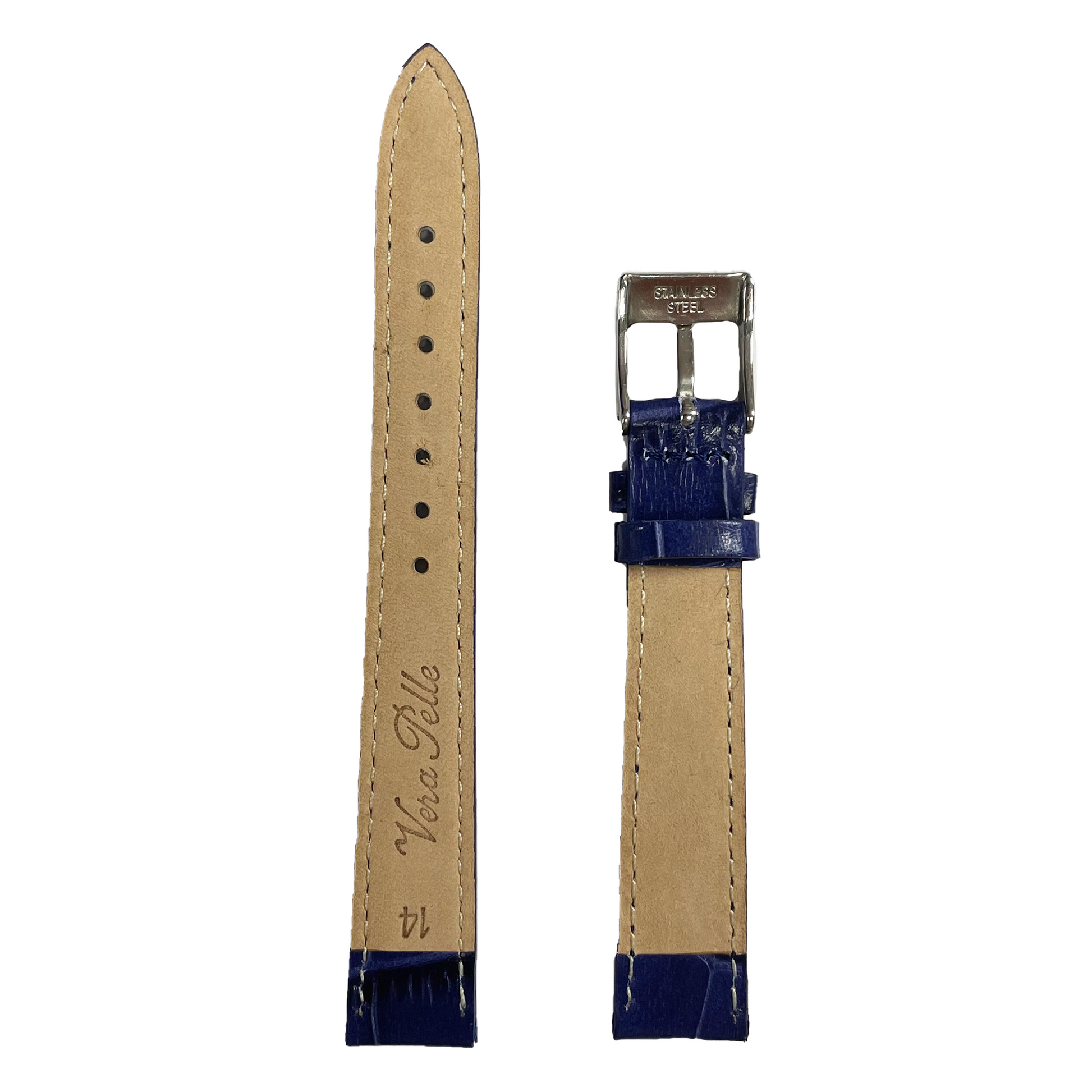 Horlogeband - 14mm - Blauw - Echt leer