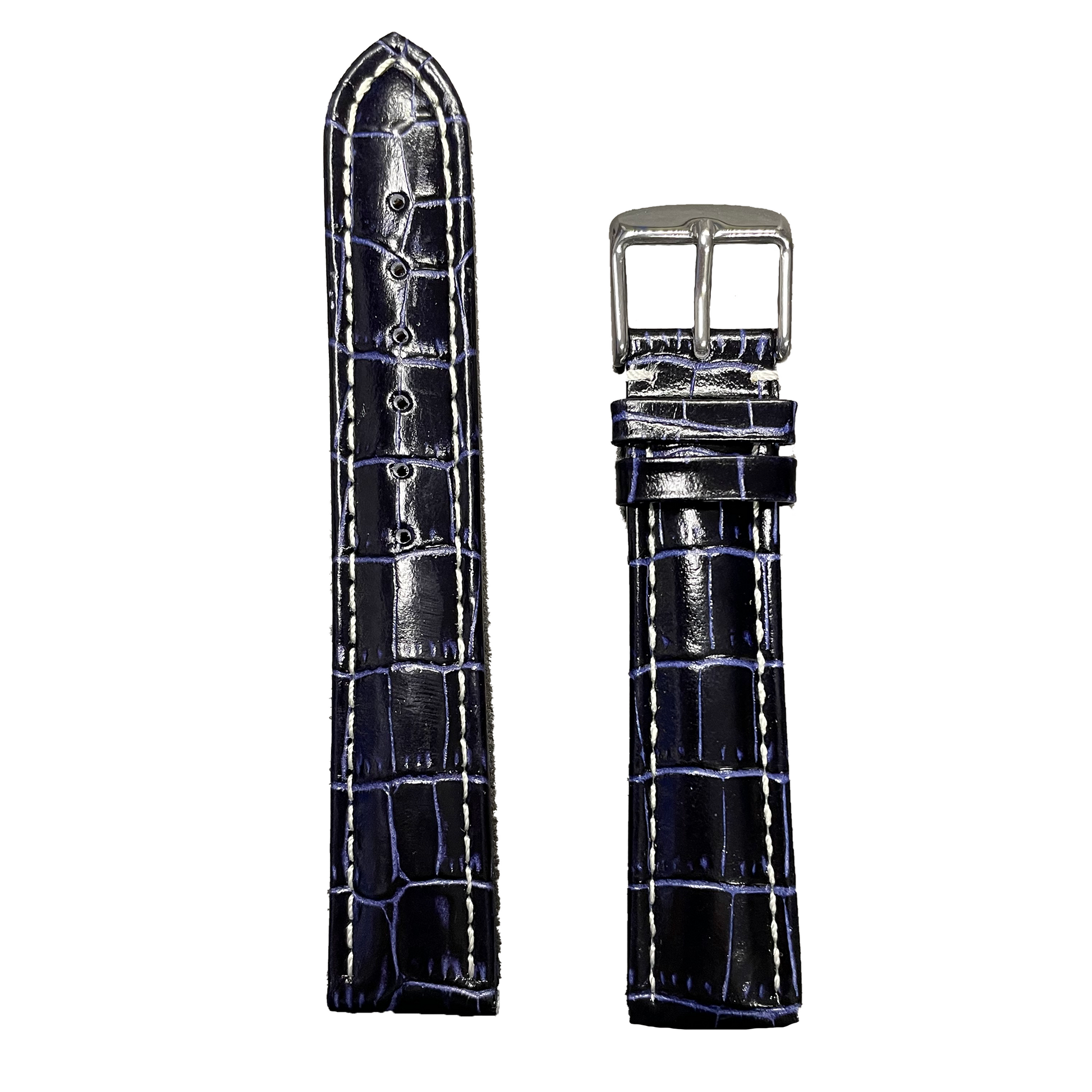 Horlogeband - 20mm - Donker Blauw - Echt leer