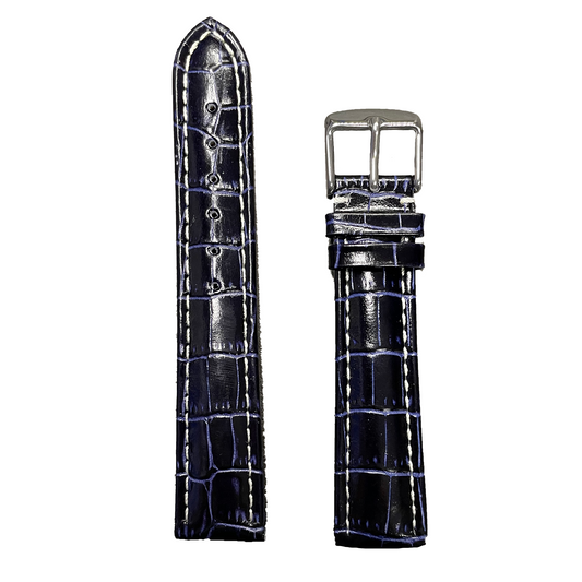 Horlogeband - 20mm - Donker Blauw - Echt leer