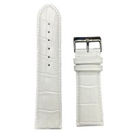 Horlogeband - 30 mm - Wit - Echt leer in croco print - Roestvrijstalen gesp