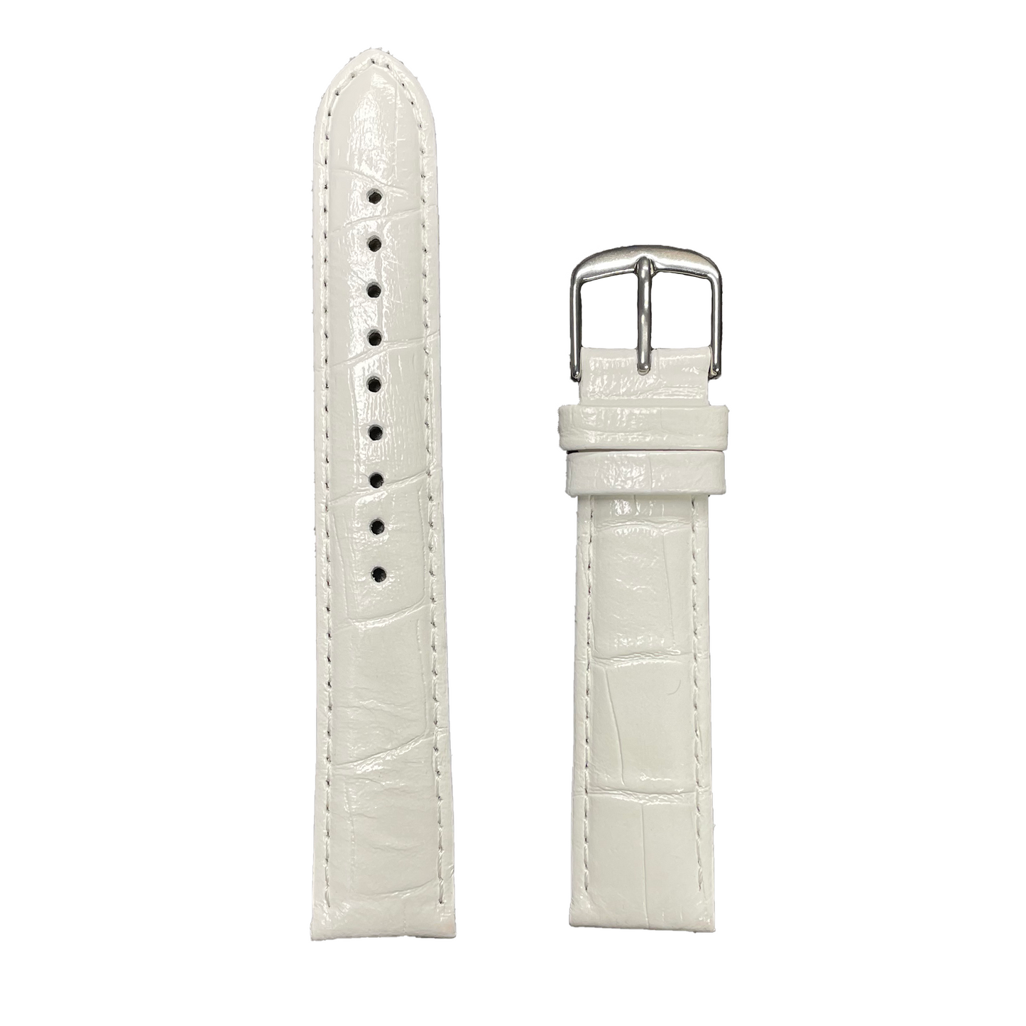 Horlogeband - 18 mm - Wit - Echt leer