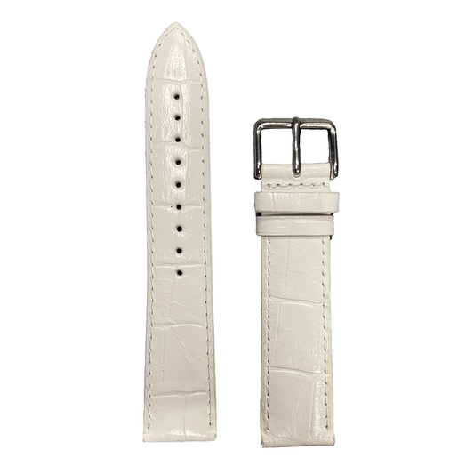 Horlogeband - 20 mm - Wit - Echt leer