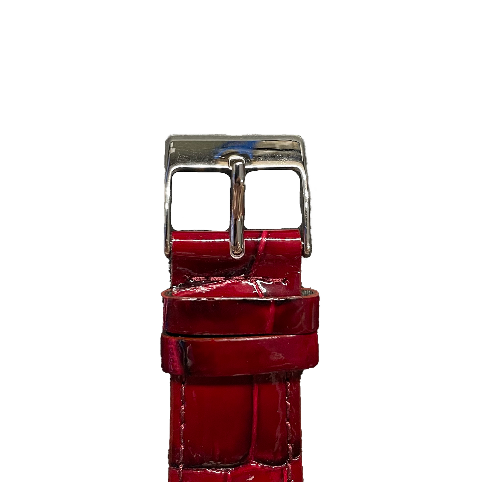 Horlogeband - 22mm - Glans rood - Echt leer