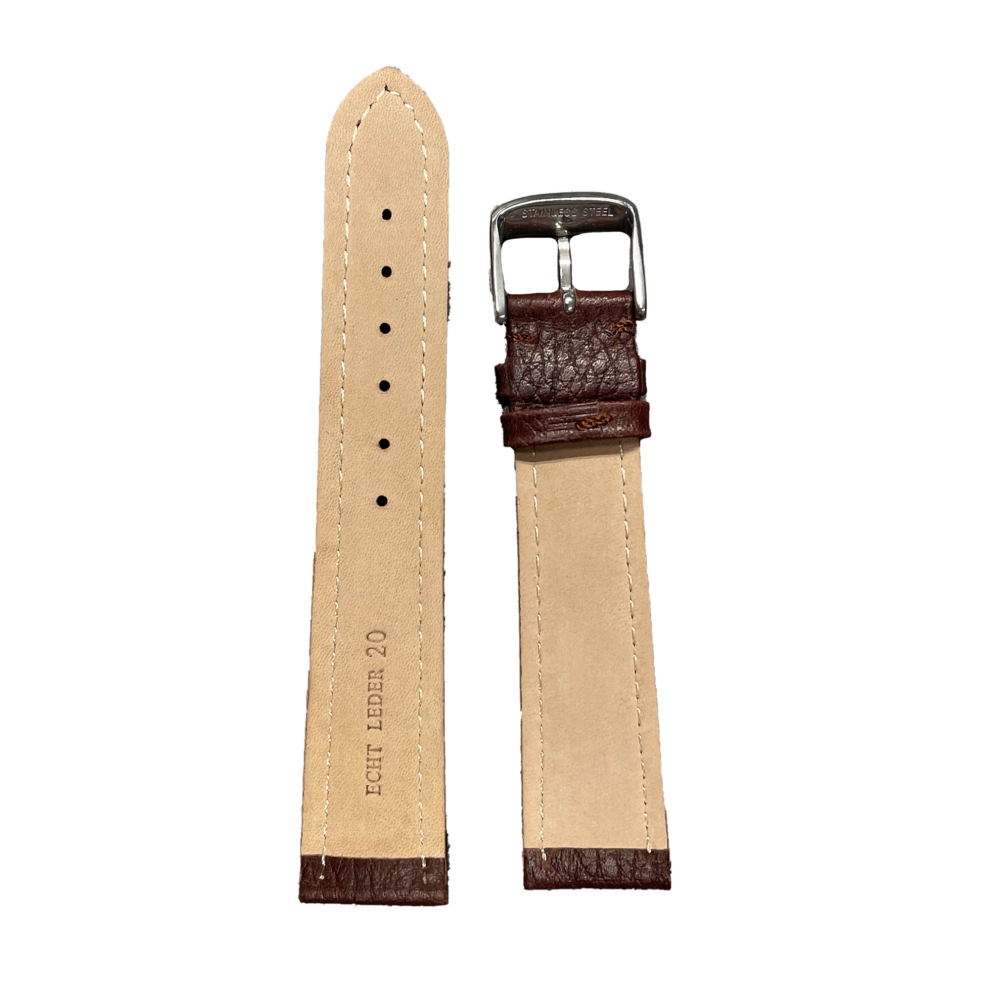 Horlogeband - 20 mm - Bruin - Echt leer