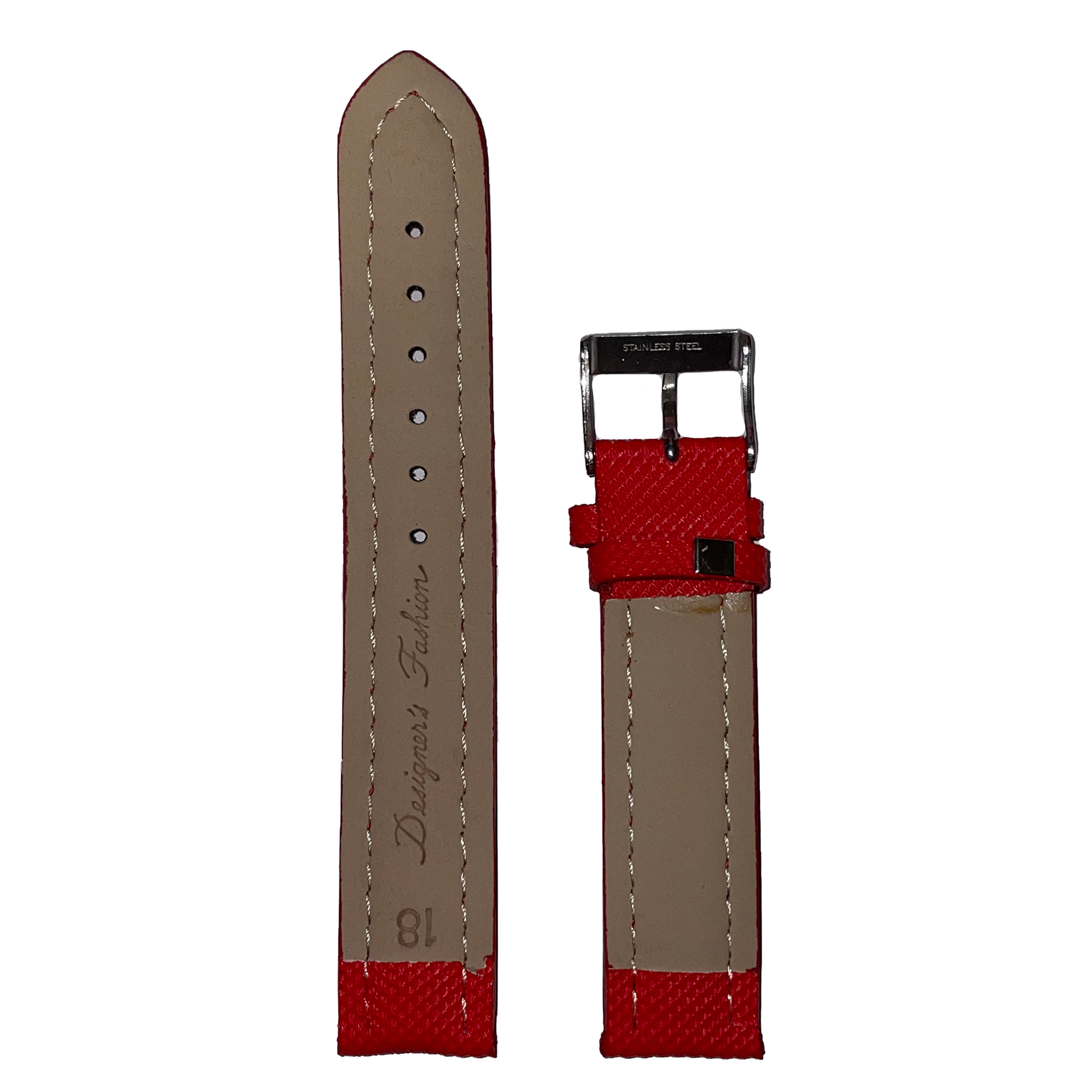 Horlogeband - 18mm - Rood - Echt leer