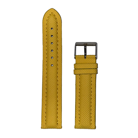 Horlogeband - 20mm - Geel - Echt leer