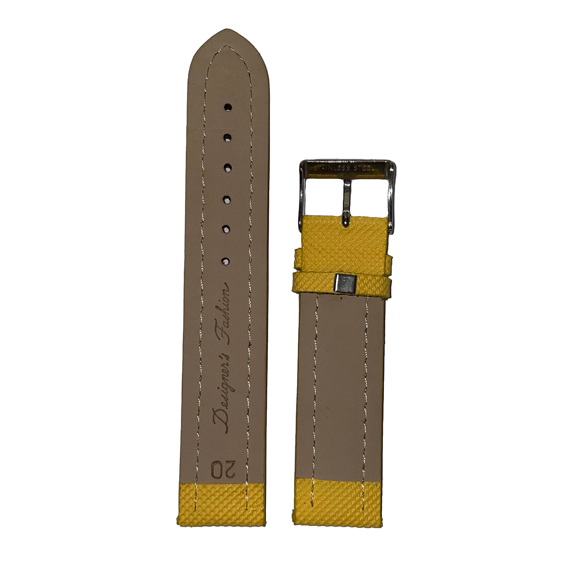 Horlogeband - 20mm - Geel - Echt leer