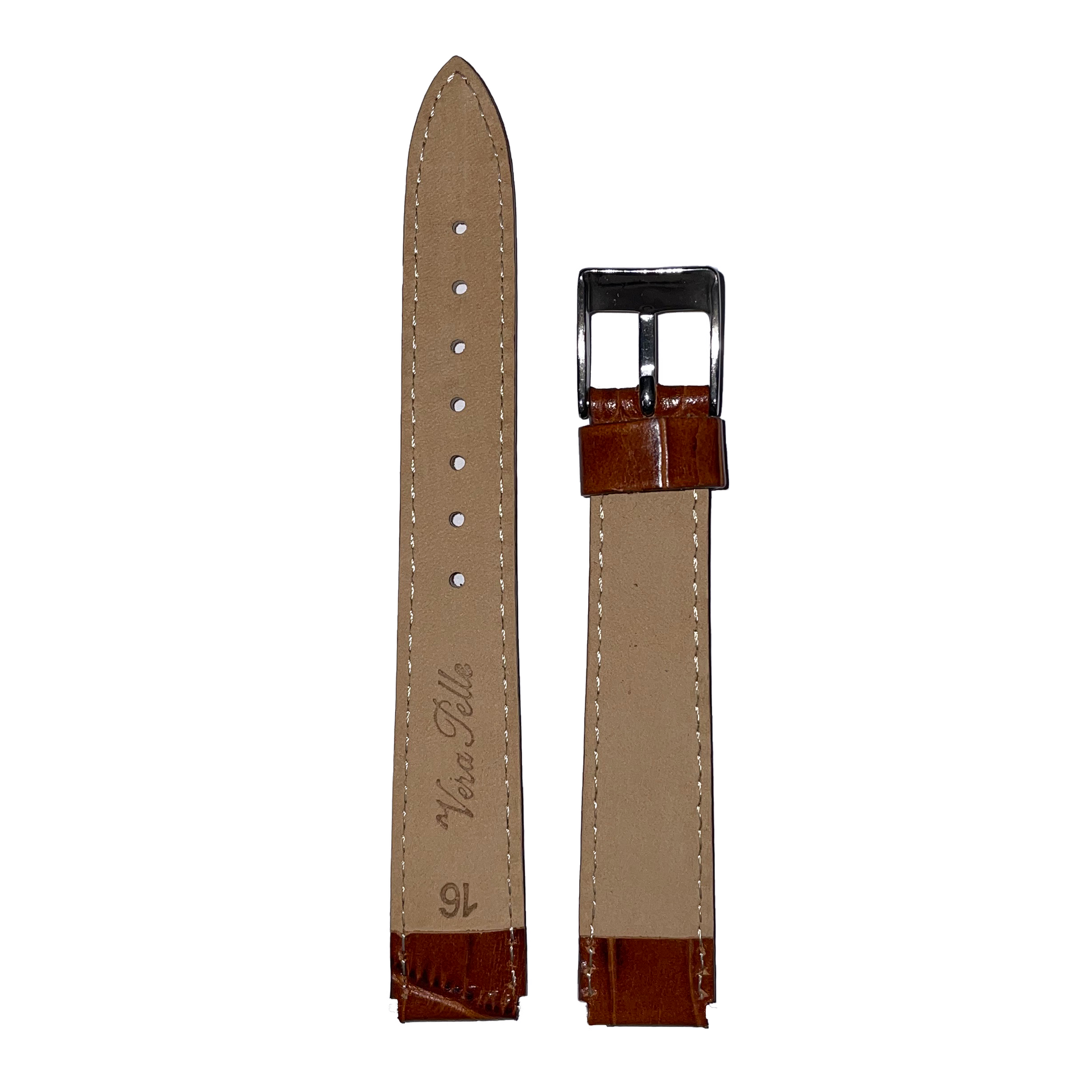 Horlogeband - 16mm, 14mm aanzet - Bruin - Echt leer