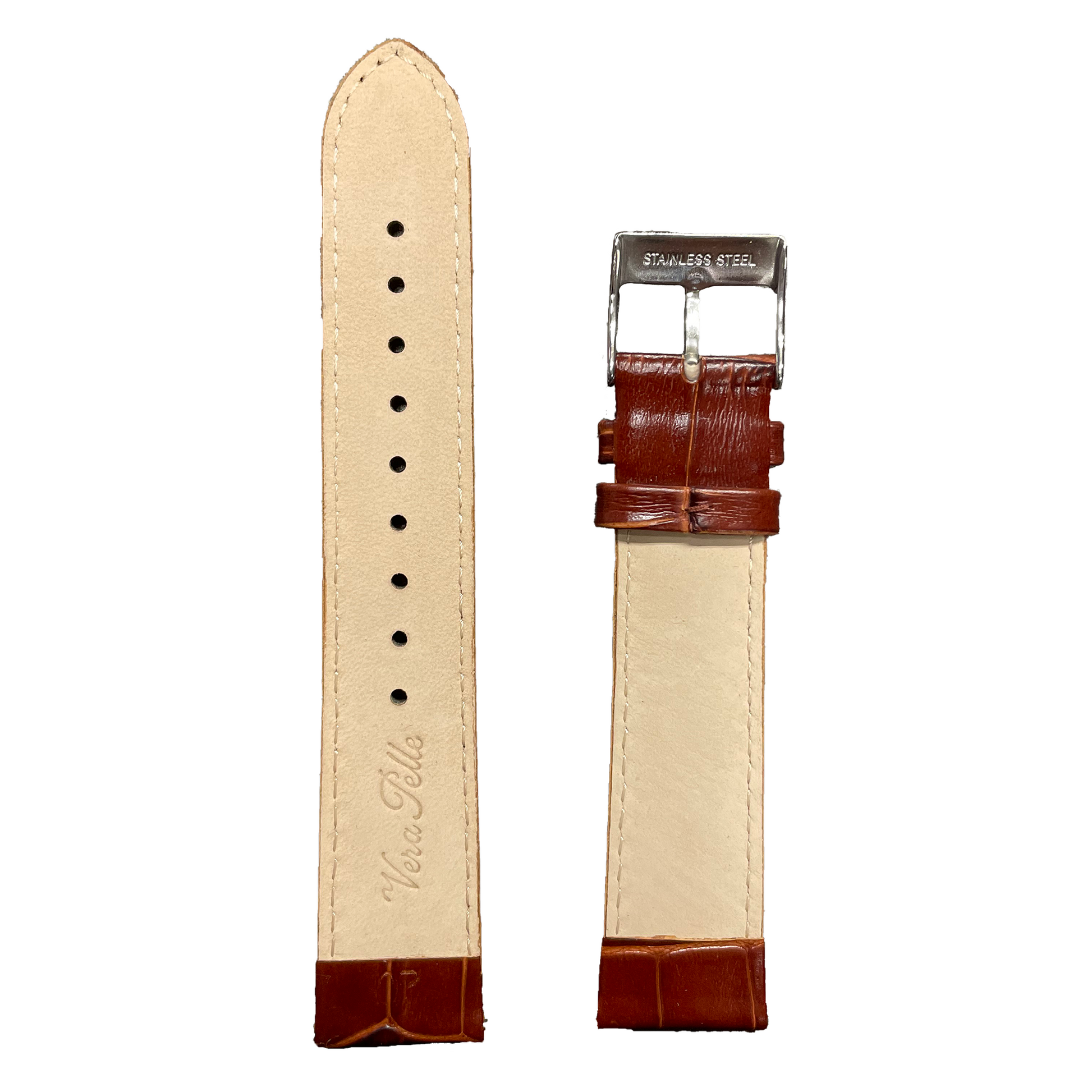 Horlogeband - 20 mm - Bruin - Echt leer