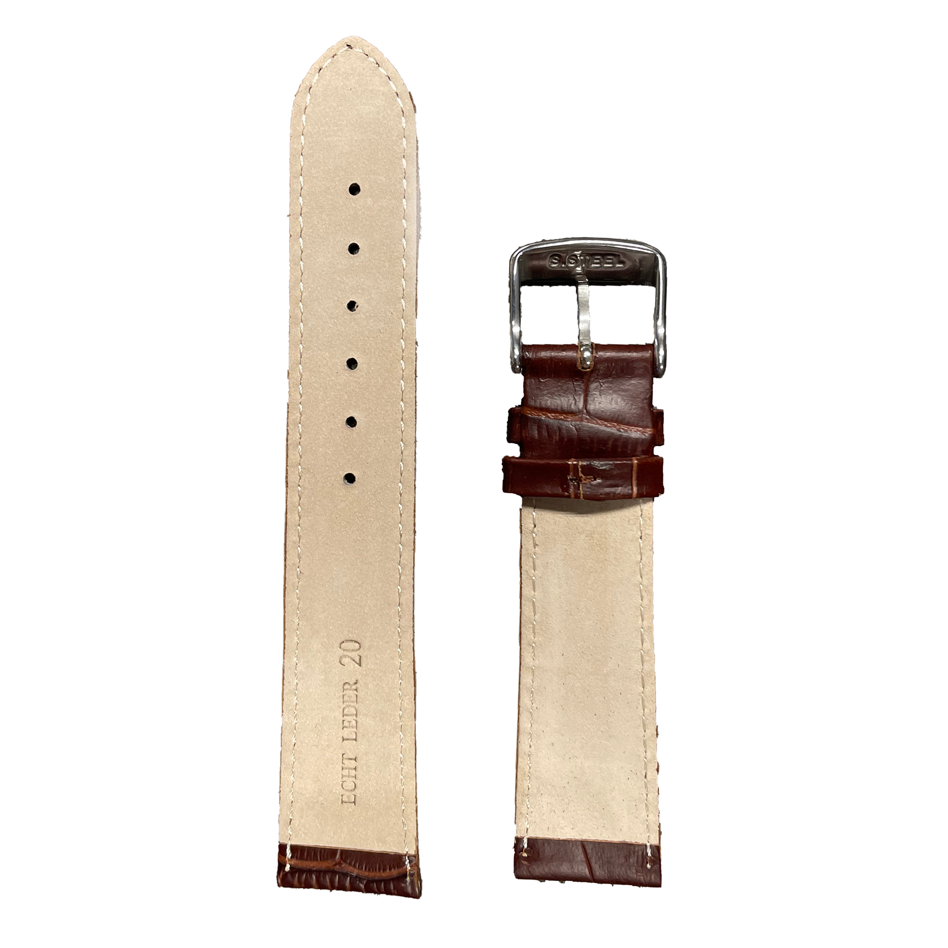 Horlogeband - 20 mm - Bruin - Echt leer
