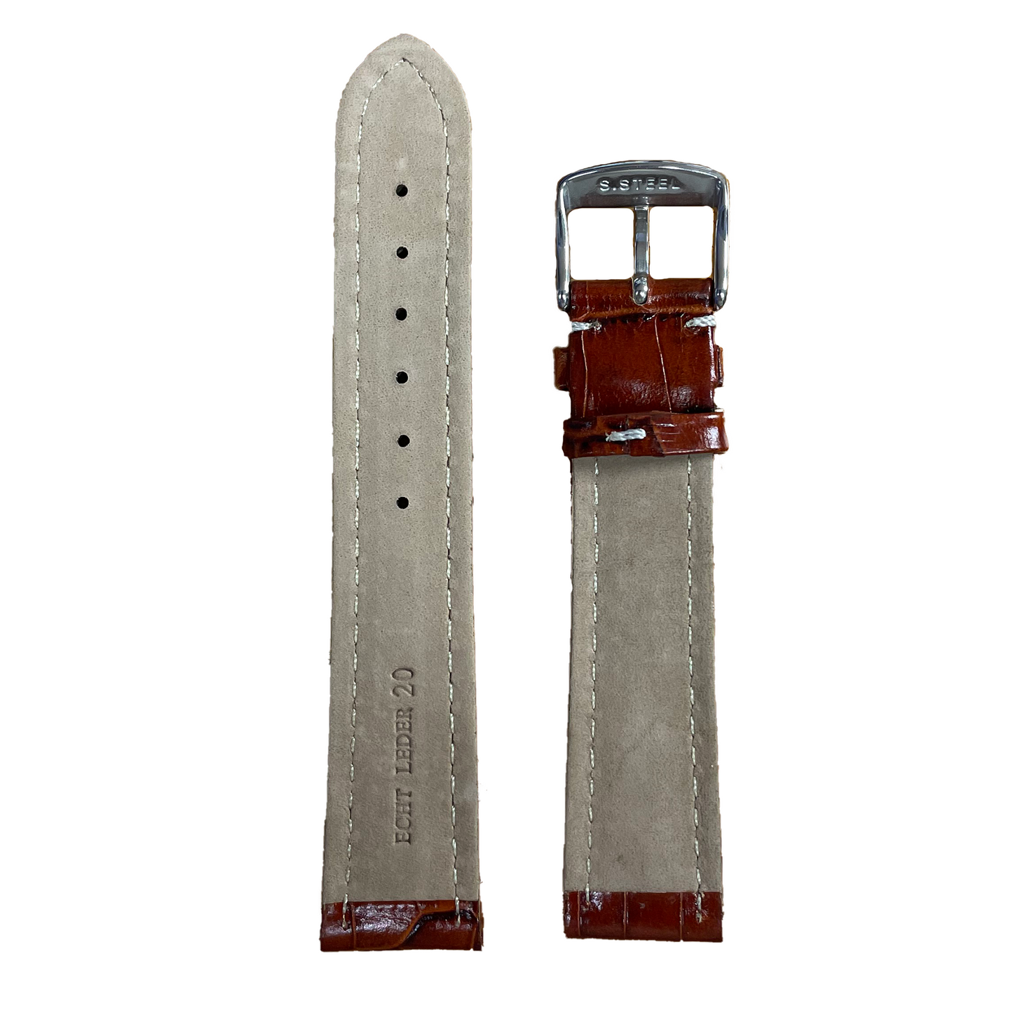 Horlogeband - 20mm - Licht bruin - Echt leer 