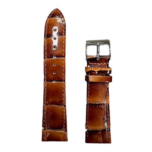Horlogeband - 22mm - Glans Cognac - Echt leer
