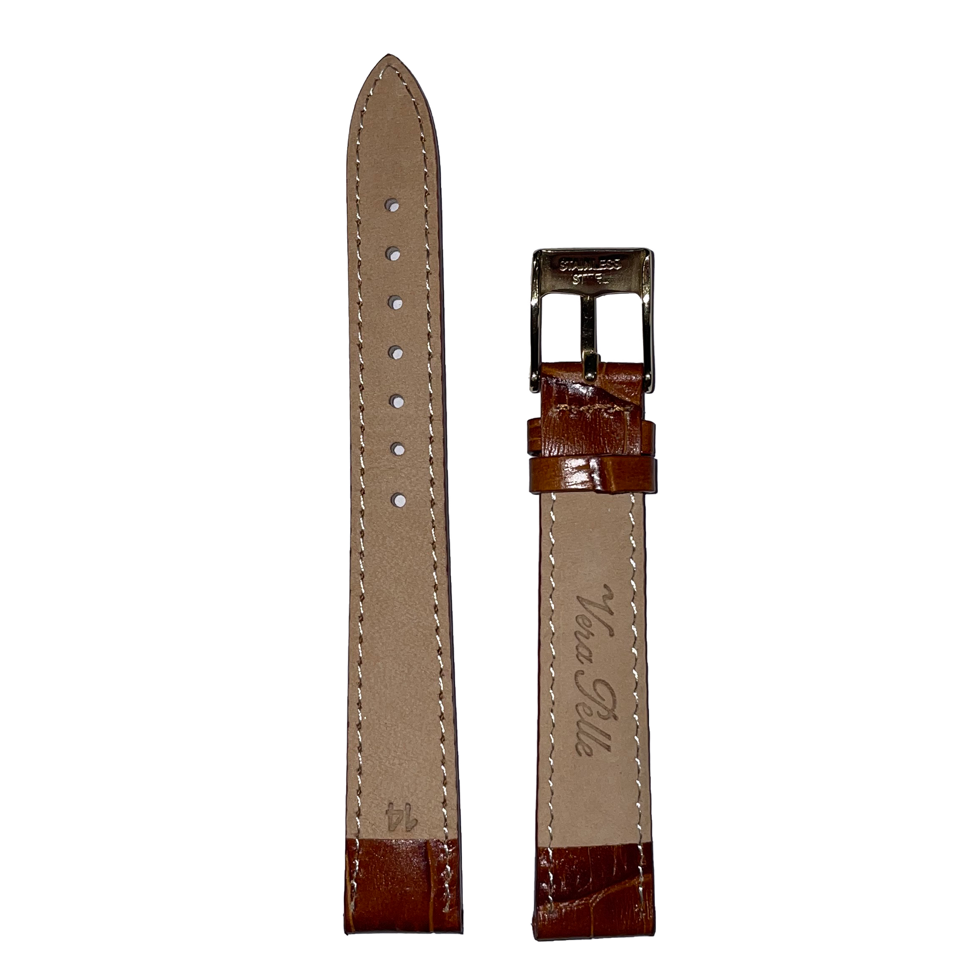 Horlogeband - 14mm - Bruin - Echt leer