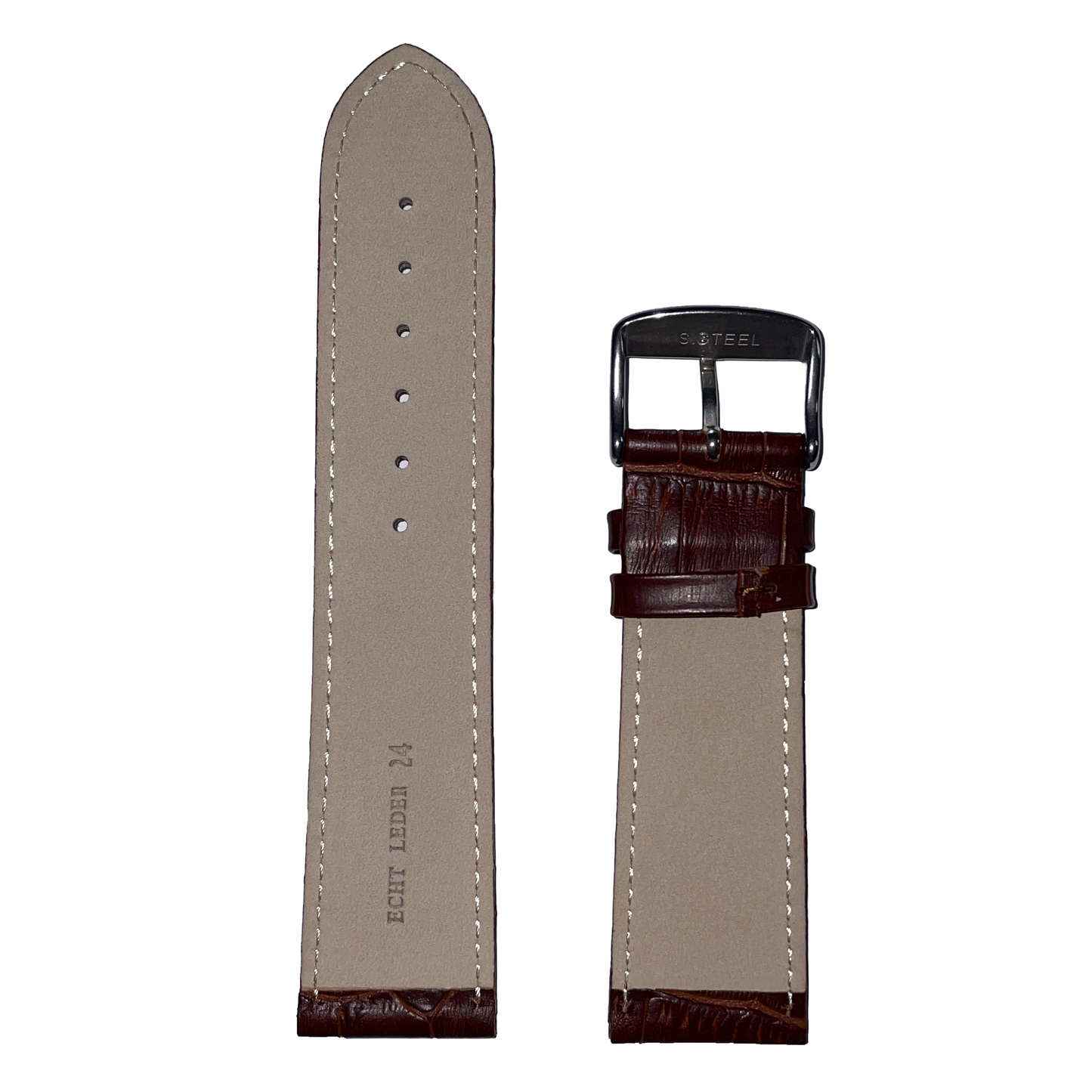 Horlogeband - 24mm - Bruin - Echt leer