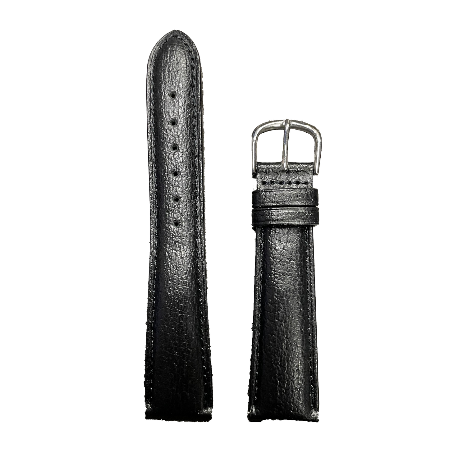 Horlogeband - 20mm - Zwart - Echt leer