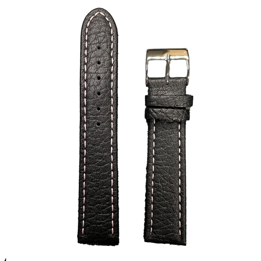 Horlogeband - 20mm - Zwart - Echt leer