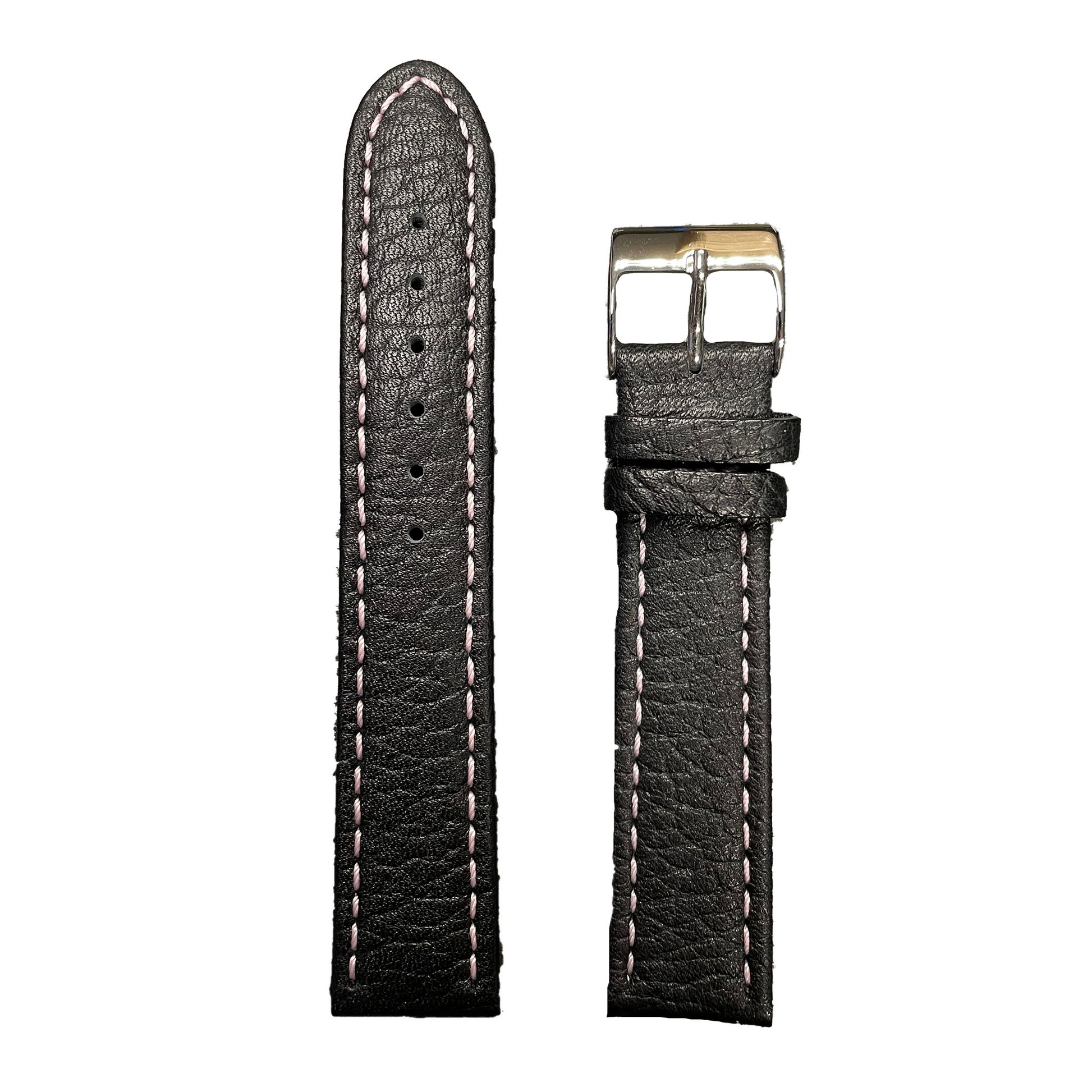 Horlogeband - 22mm - Zwart - Echt leer