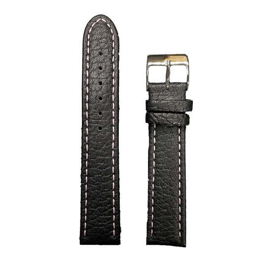 Horlogeband - 22mm - Zwart - Echt leer