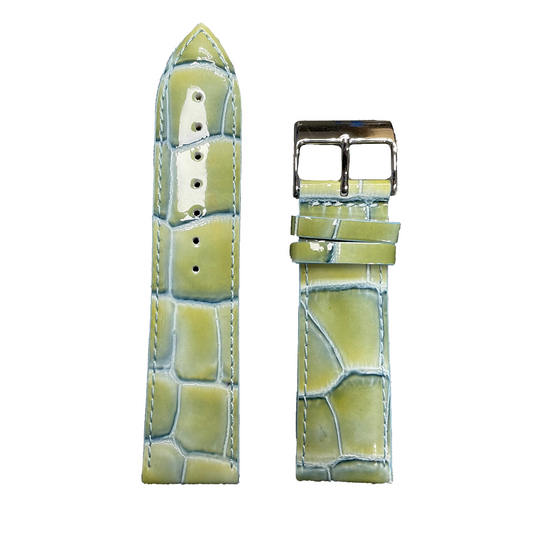 Horlogeband - 24mm - Glans Groen - Echt leer
