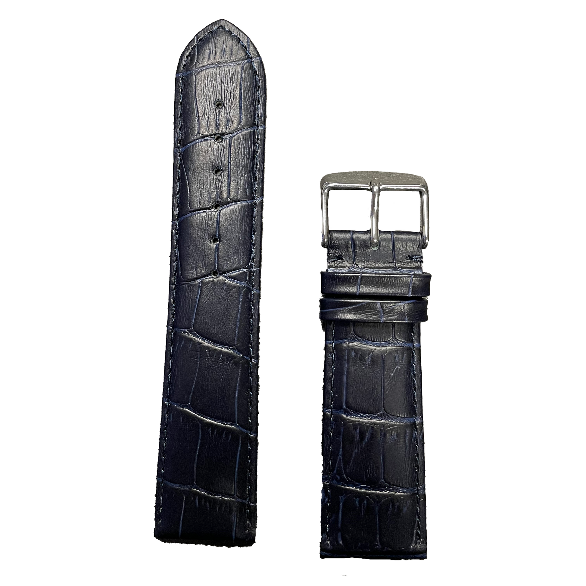 Horlogeband - 24mm - Donker Blauw - Echt leer